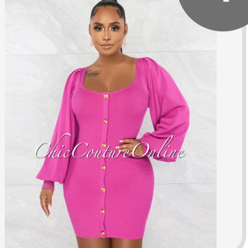 Pink ribbed dress